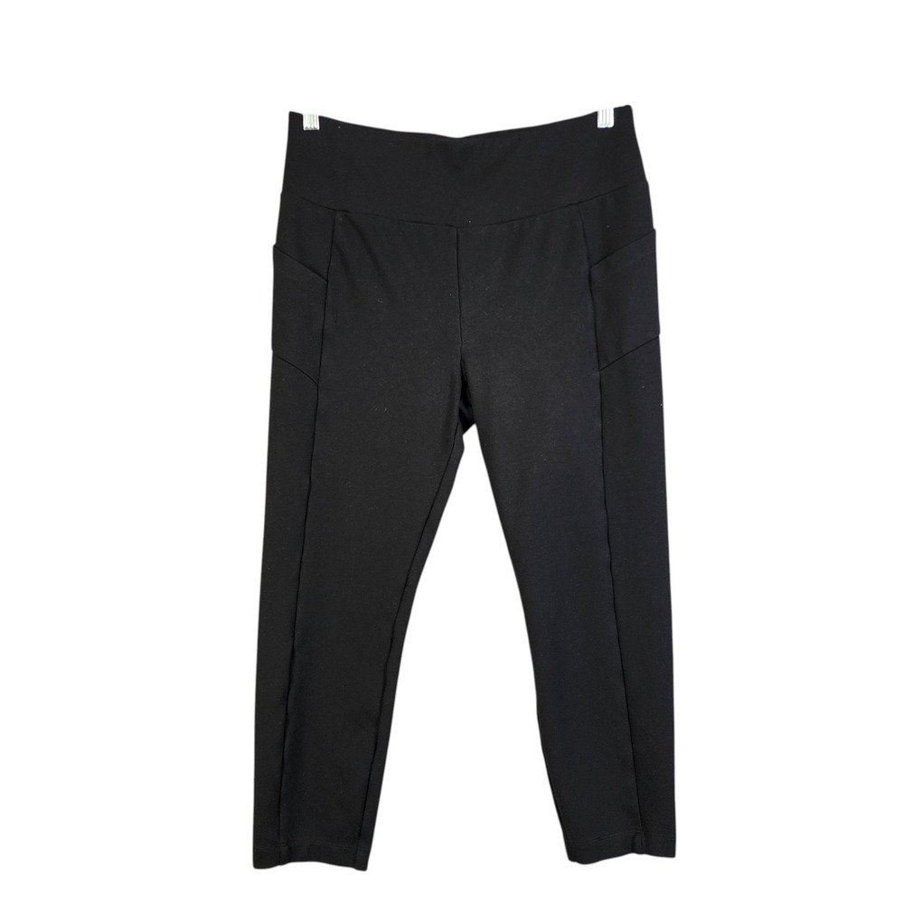 Cabi Womens Relax Cropped Legging Size Large Black Ponte Knit Pockets Style 5686